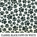 Flannel Black Paws on White