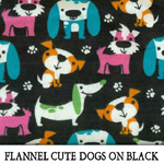 Flannel Cute Dogs on Black