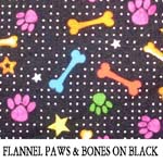 Reversible Flannel Paws & Bones on Black..ONE XS**ONE Small