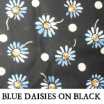 Blue Daisies on Black..ONE Extra Small